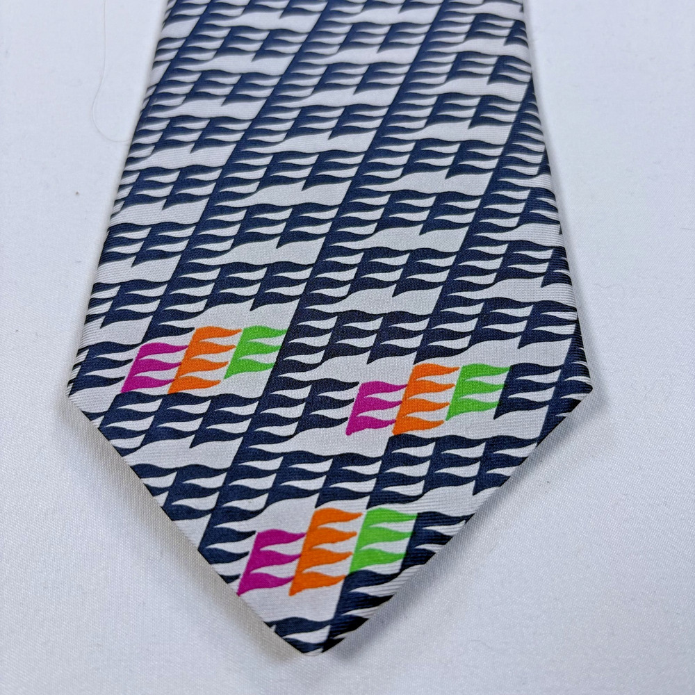 Tiffany and Co NJ Sports Exposition Authority Silk Tie Navy White Italy Rare